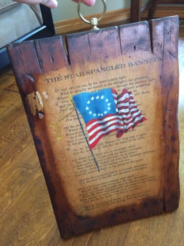 Americana patriotic wooden plaque 16x11 FRANCIS SCOTT KEY 