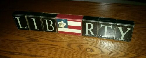 Patriotic Block Set~LIBERTY~W/Flag Block in Middle ~Lightweight