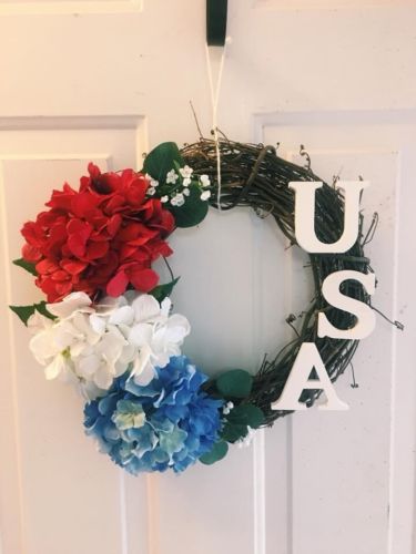 Red White Blue Grapevine Wreath American Handmade