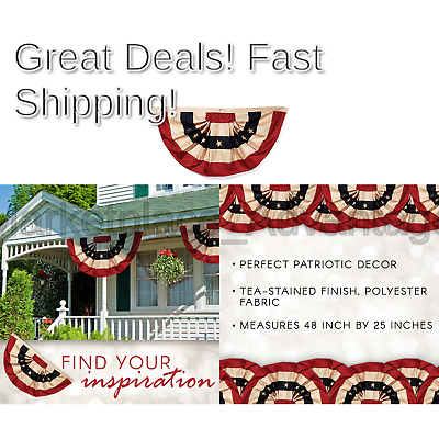 Darice 2508-93 Tea Stained American Flag Bunting – Display Stars and Stripes ...