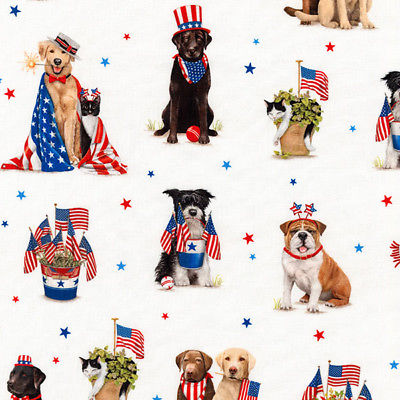 Robert Kaufman Red White and Blue Fourth of July Dogs