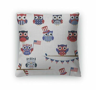 Throw Pillow, Set Of Fourth Of July Patriotic Owls