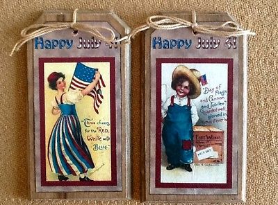 5 Handcrafted Wooden Americana HangTags/Ornaments/Patriotic BowlFillers SETusa