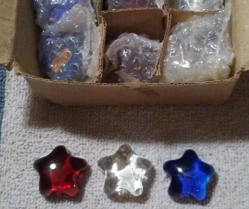 Red, White and Blue Glass Stars Set of 12