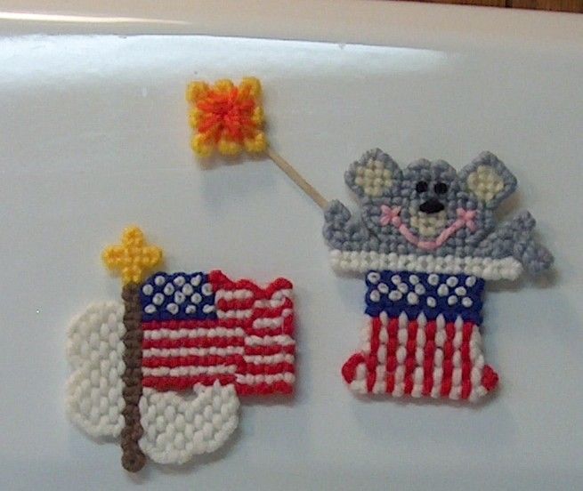 2 New Handmade Magnets Patriotic Mouse Sparkler Flag Cloud Memorial Day