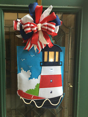 SALE Free SHIP Lighthouse Light-Up Door Hanger,Nautical Door Hanger,Lighthouse