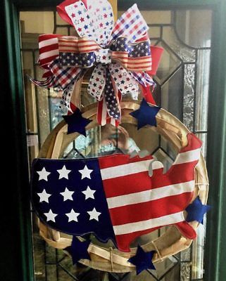 FREE SHIP SALE Stars & Stripes Wreath Door Hanger,USA Door Hanger,Patriotic Flag