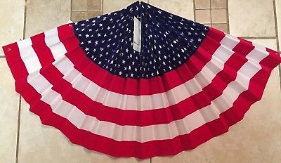 Americana Bunting Patriotic US Flag Stars Stripes Red White Blue Decor