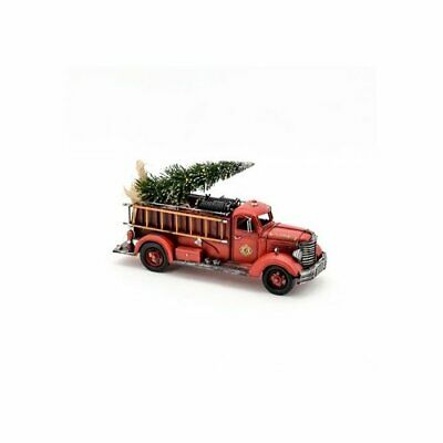 The Holiday Aisle Vintage Style Fire Truck with Christmas Tree and LED Lights