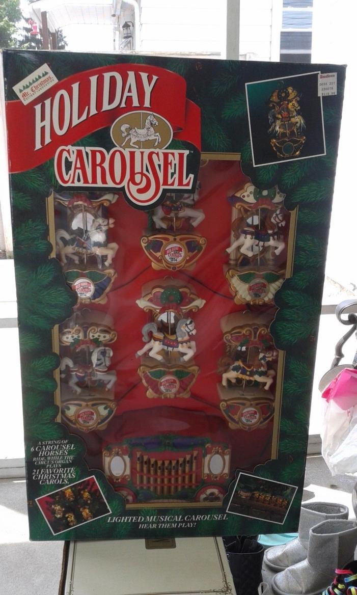 NIB Holiday Carousel Mr. Christmas Lighted Musical 6 Horses 21 Caroling Songs