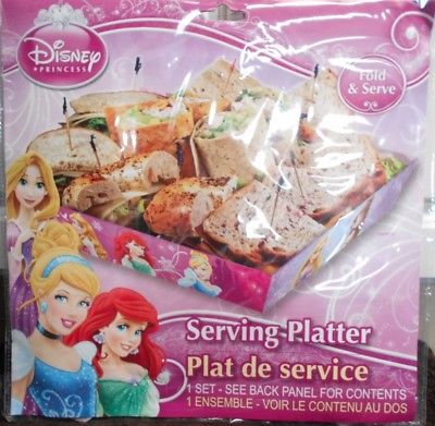 Disney Serving Platter Cardboard Set Princess Fold and Serve New