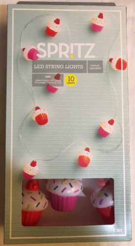 SPRITZ! STRING LIGHTS / CUPCAKE LED 10 CT BATTERY / 7.5 FT PARTY BRAND NEW!