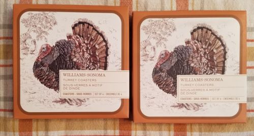 8 Williams Sonoma Plymouth Turkey Coasters Thanksgiving Fall Holidays