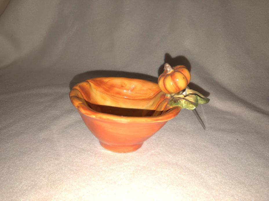 FALL THANKSGIVING CONDIMENT CERAMIC BOWL WITH BUTTER KNIFE