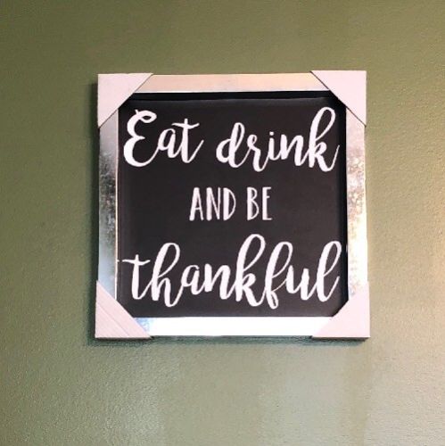 New Eat Drink And Be Thankful Galvanized Wall Art 11x11 Sign