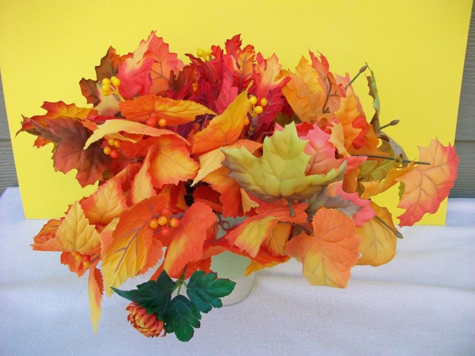 Fall Leaves 5 Bunch Maple Red Orange Artificial Silk Fall Floral Craft Art Decor