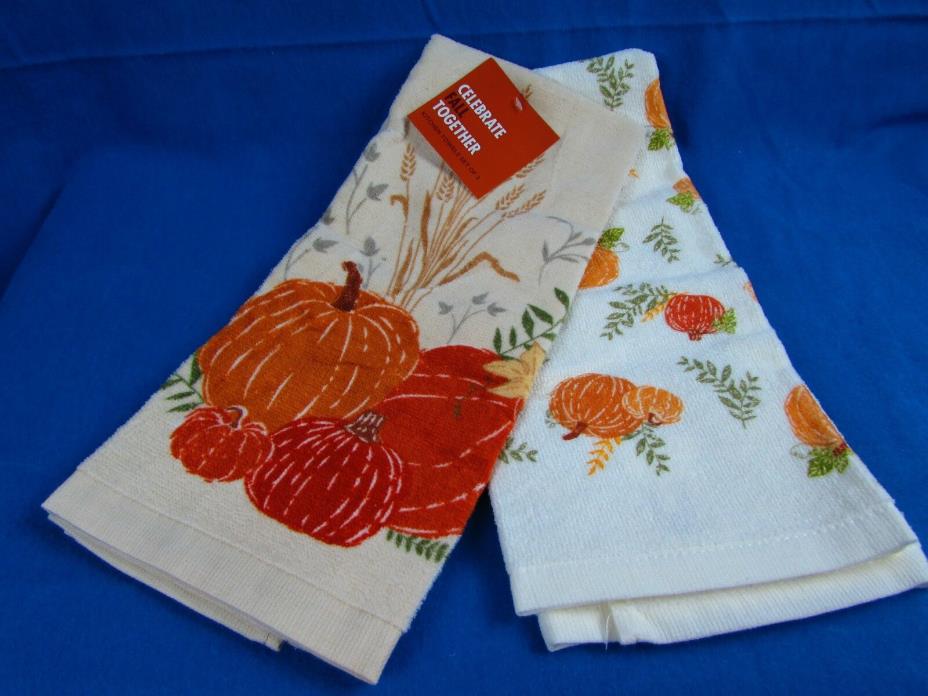 Thanksgiving Holiday Pumpkins Kitchen Towel 2 Pack Celebrate Fall Together