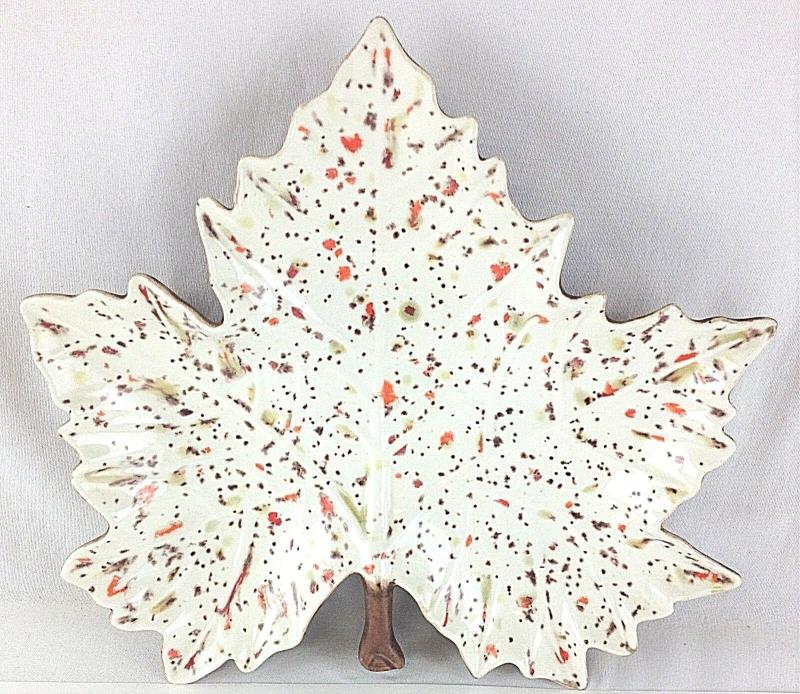 Vintage Large Ceramic Maple Leaf, Speckle Glaze, Nut Candy Dish, Ashtray