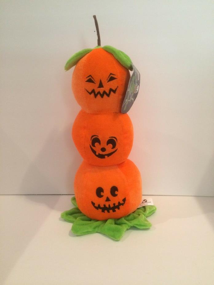 Plush Pumpkins Stacked Jack O'Lantern Orange Fall Harvest Halloween Decor