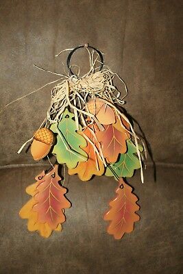 RUSTIC WOODEN LEAVES AND ACORNS THANKSGIVING FALL DECORATION WALL HANGING