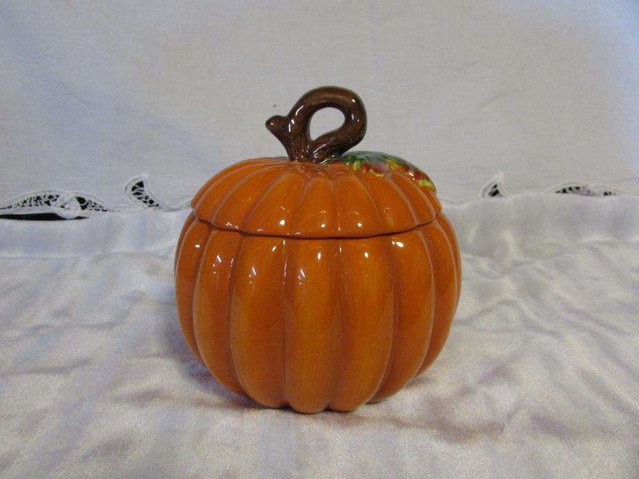Pumpkin Ceramic Halloween/Fall/Holiday Candy Jar with decorative lid from FTD