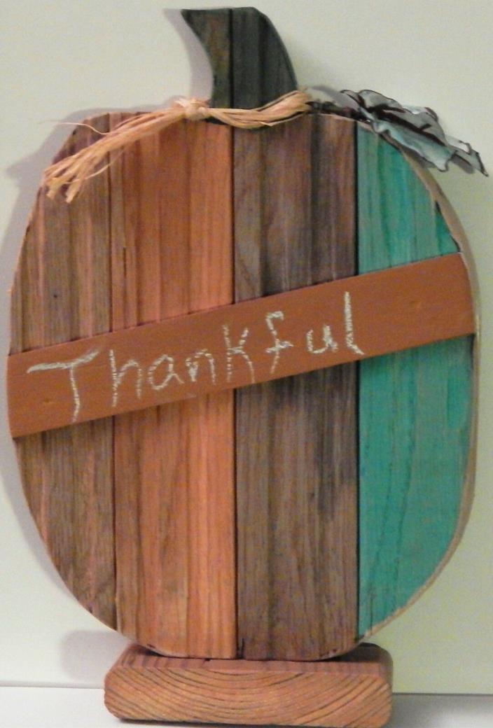 Vintage Reclaimed Oak Planks Unique Pumpkin Double Sided Handmade Decor Gift