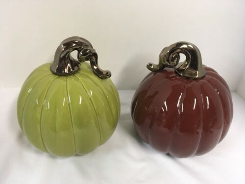 2 Beautiful Porcelain Pumpkins Great Fall Decor