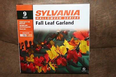 Sylvania Lighted Fall Thanksgiving Halloween Silk Leaf Garland 100 Lights