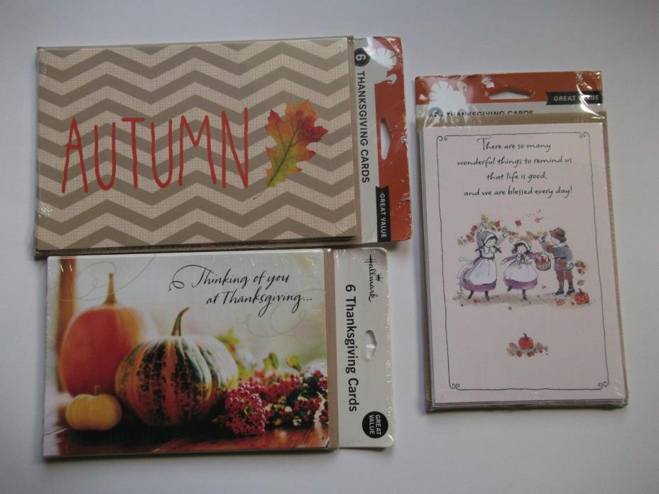 Hallmark & American Greetings Thanksgiving Cards Greeting Cards~3 Packs
