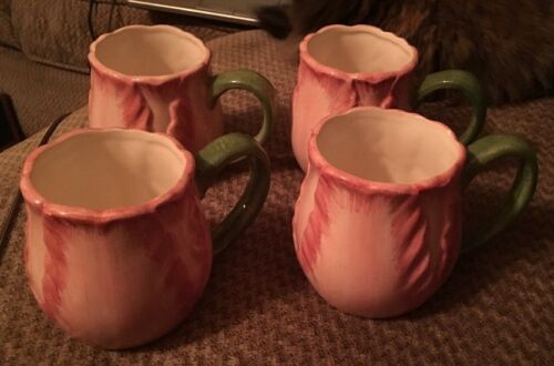 Set of 4 Vintage HTF Asia Master Group Ceramic Porcelain Tulip Mugs