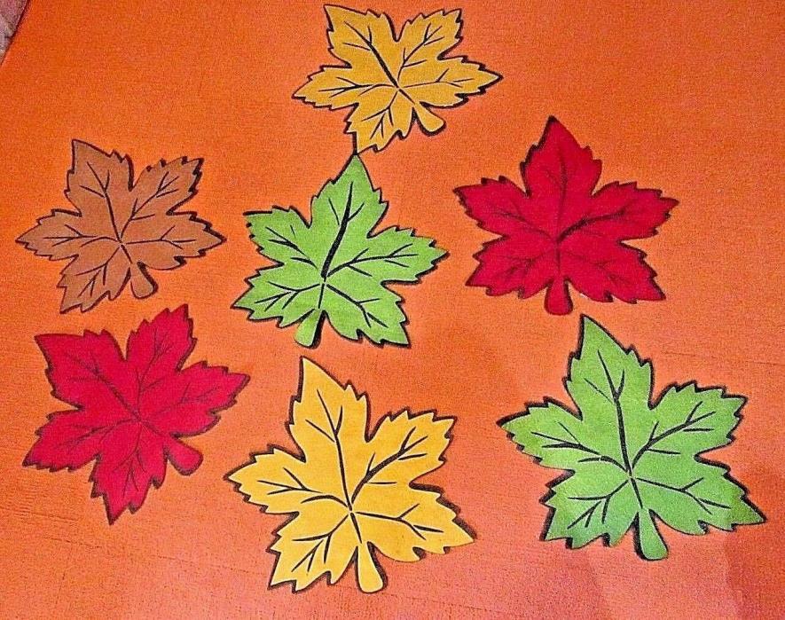 MAPLE LEAF PLACEMATS OR DECORATION LEAVES VERY LARGE FELT LOT OF SEVEN COLORS