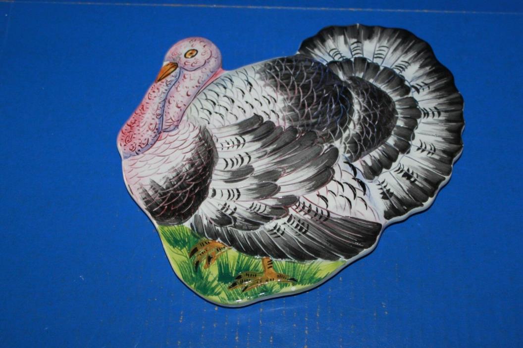 Hand Painted Thanksgiving Turkey Ceramic Wall Plaque Trivet