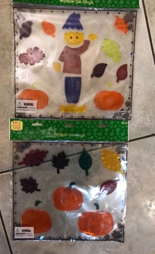 FALL WINDOW CLINGS - LOT OF 2 PACKAGES - WELCOME FALL - LEAVES PUMPKINS - NIP