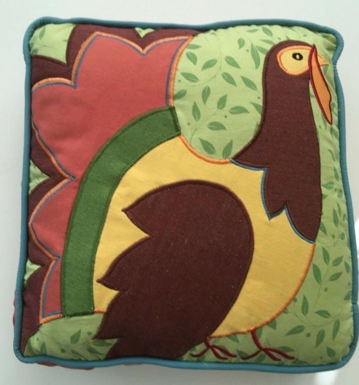 thanksgiving TURKEY PILLOW * appliqued bird in bright fall colors * nwt Midwest