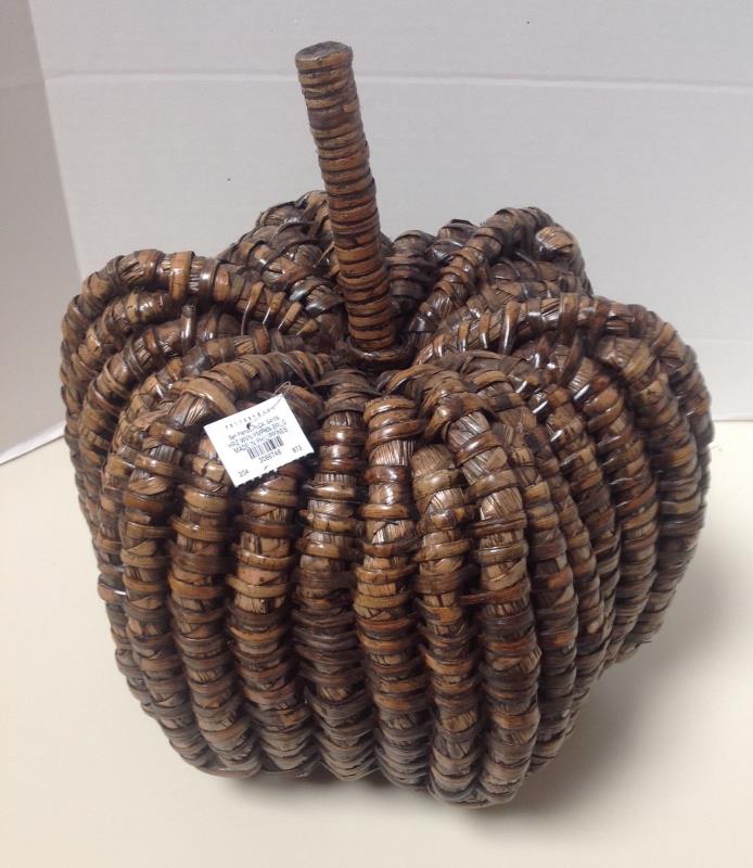 POTTERY BARN WOVEN SEAGRASS BROWN PUMPKIN - NEW WITH TAG