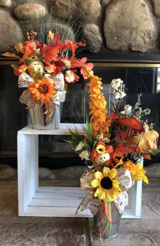 Fall-Thanksgiving Floral Centerpiece Arrangement Pumpkin Scarecrow