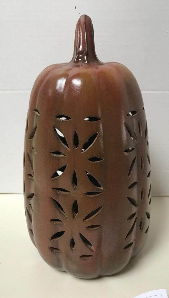 NEW Pottery Barn Thanksgiving Halloween Terra Cotta Pierced Pumpkin Tall $129