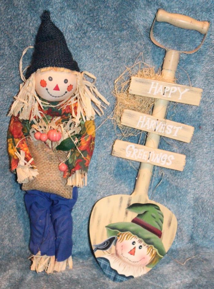 Scarecrow Fall Harvest Set Decor Happy Harvest Greetings