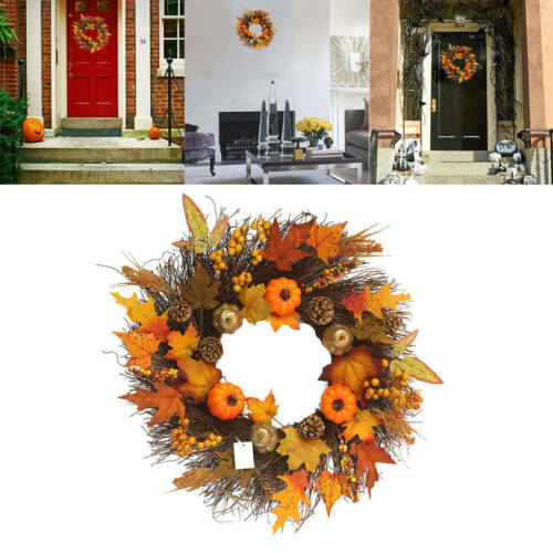 Thanksgiving  Maple Leaf Artificial Pumpkin Front Door Decoration Wreath Gourd
