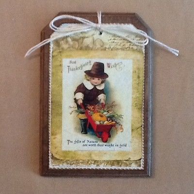5 Handcrafted THANKSGIVING Ornaments/Hang Tags/FALL BowlFillers/GiftTags Set72K