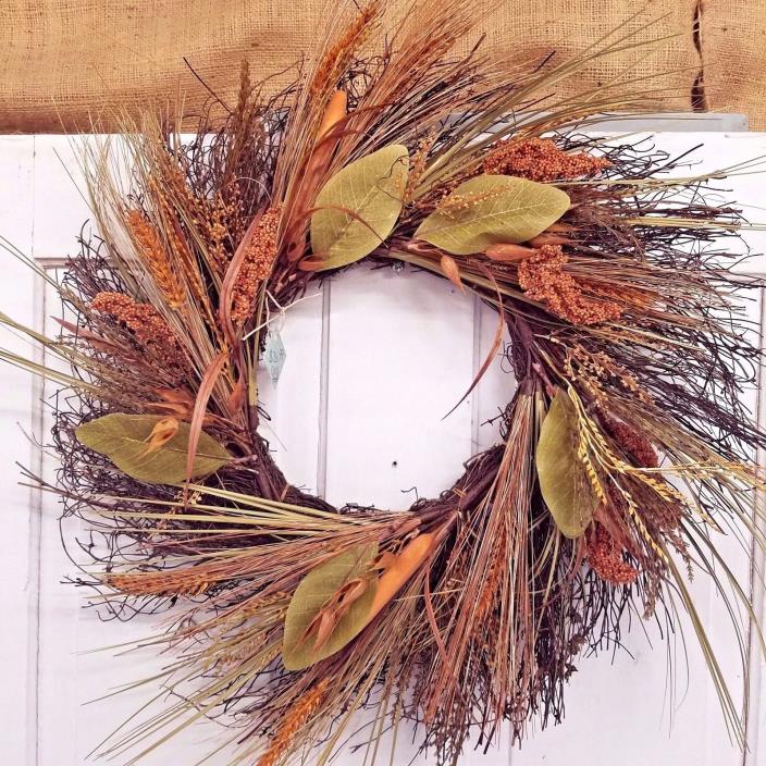 New Country Primitive Wheat Leaf Wreath