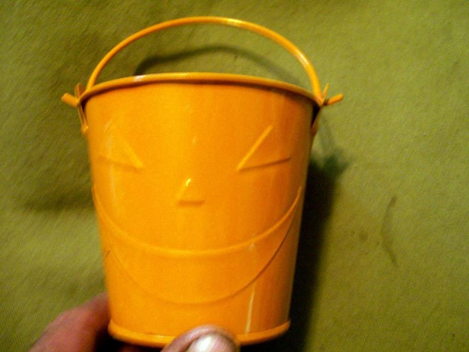 Mini Orange Pumpkin Face Tin Bucket Pail 4