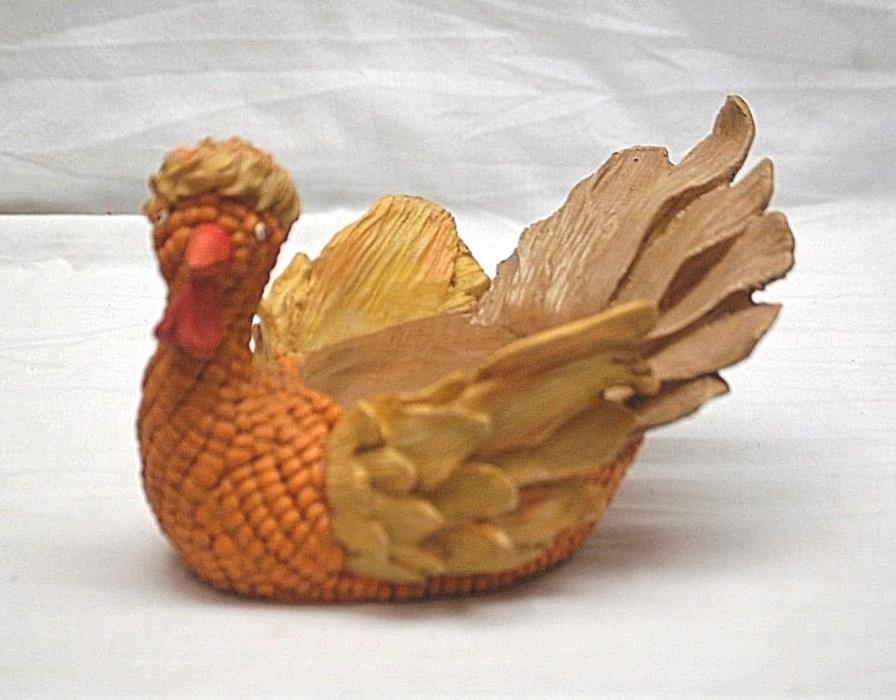 Whimsical Resin Corn on the Cob Husk Turkey Figurine Thanksgiving Table Fall Dcr