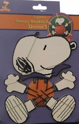 Wooden Woodstock Snoopy Dog 5 Piece Pumpkin Fall/Halloween Decoration
