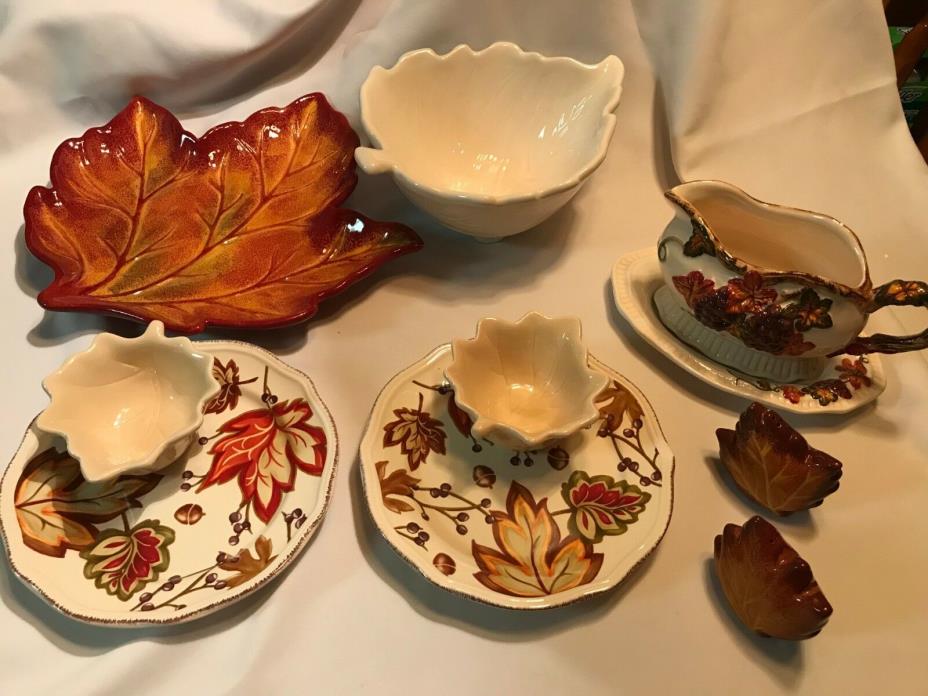 THANKSGIVING Table Serving Pieces - Leaf Motif - Beautiful!