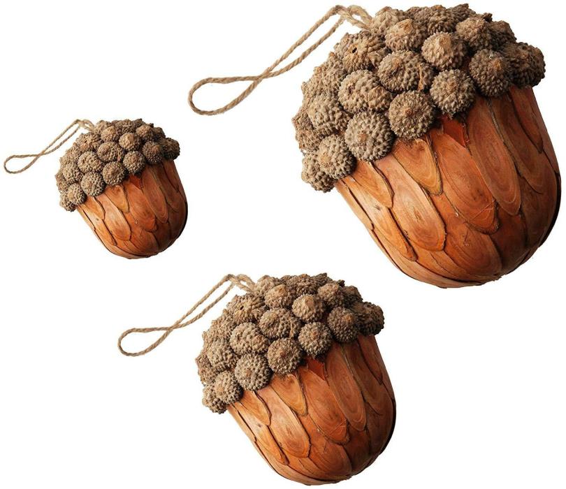 October Hill Decorative Autumn Accents Terracotta Acorns Set of 3