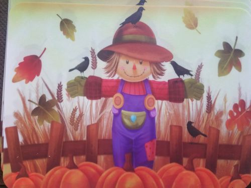 NIP 4 Fall Scarecrow Table Placemats Vinyl Halloween Thanksgiving Fall 12