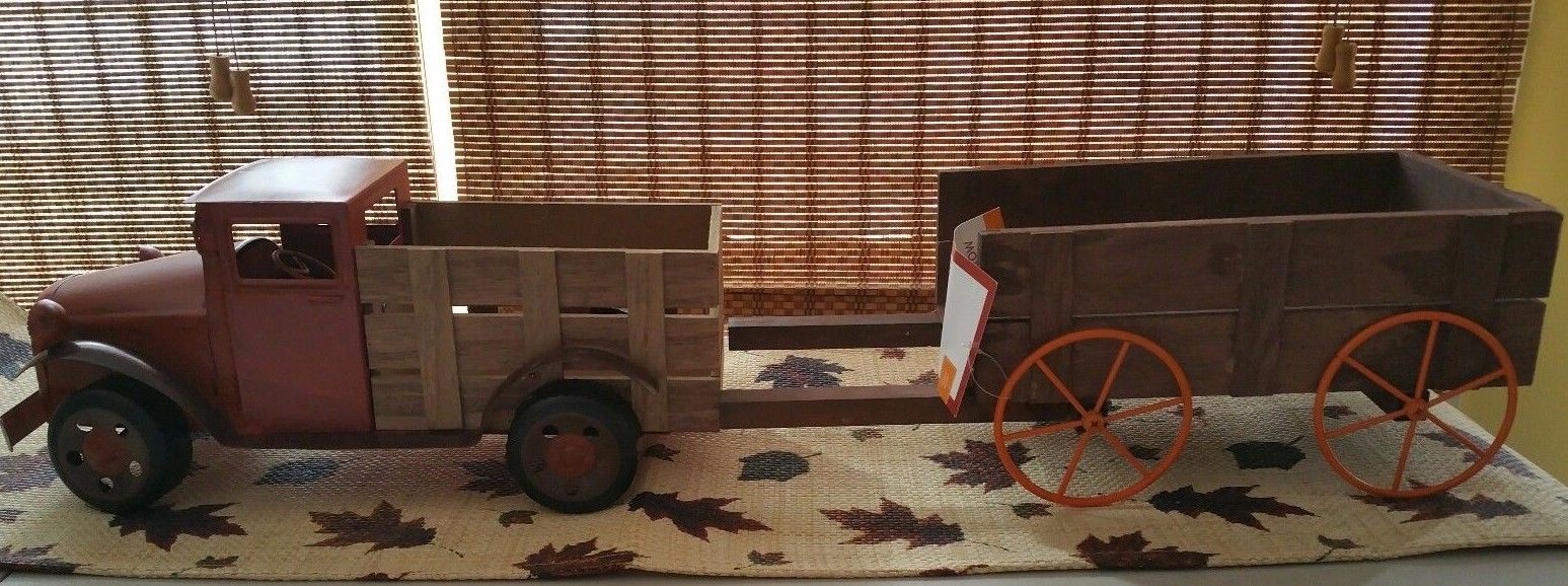 Target Red Old Metal Farm Fall Harvest Truck and Wheel Barrel Wondershop Set