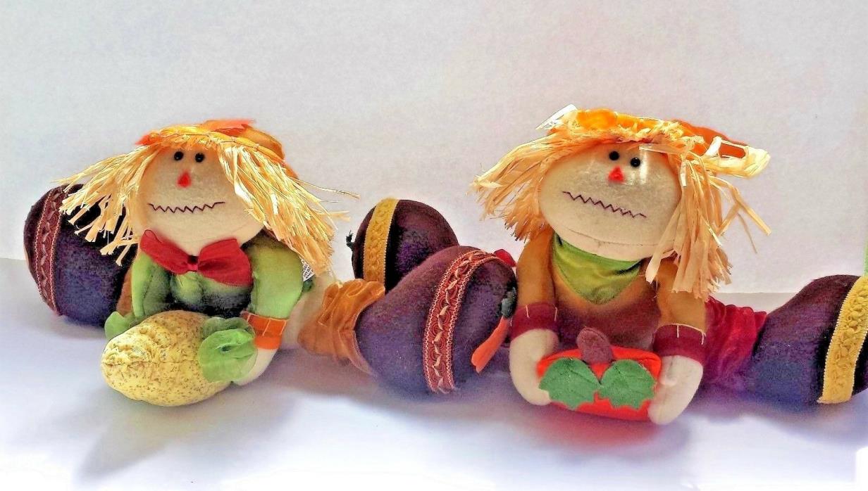 2 SCARECROW Shelf Sitters ~ Fall Harvest Thanksgiving Table Decor Centerpiece