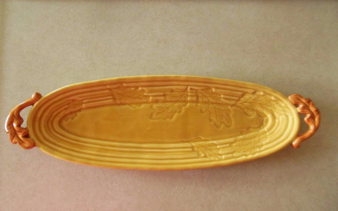 Russ Berrie and Co Autumn Leaves Bread Tray Handpainted 13 1/2 inch